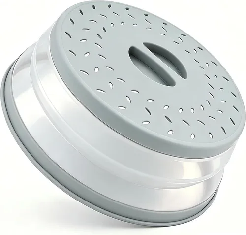 Vista 14 de Cubierta plegable para salpicaduras de microondas, cubierta para platos de microondas con ventilación de vapor, silicona y plástico sin BPA