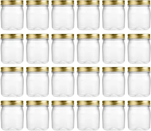 Vista 11 de Novelinks - Tarros de plástico de 8 onzas y tarros de plástico transparente con tapas, 8 onzas 8 Pack, Black, Plastic Containers with Lids, Small