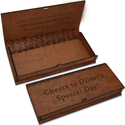 Vista 7 de Cajas de regalo de dinero para efectivo de cumpleaños - Caja de dinero de madera personalizada con grabado, caja de regalo de madera personalizada