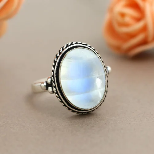 Vista 7 de Anillos de plata de ley chapados a mano para mujeres, anillo de piedra natal bohemia del suroeste, joyería para el día de la madre, regalos