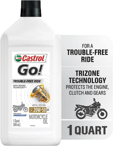 Vista 2 de Castrol 06102 GO! 20W-50 4T - Aceite de motocicleta - Botella de 1 cuarto de galón, (paquete de 6)