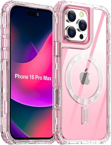 Vista 15 de AICase para iPhone 16 Plus, Funda Transparente Compatible con MagSafe, Protección contra Caídas de 3 en 1, Resistente a Prueba