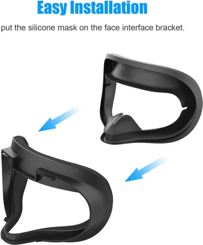 Vista 6 de AMVR - Funda facial para Quest 2, máscara facial de silicona a prueba de sudor y cojín facial para auriculares Quest 2 VR, lavable, ligera