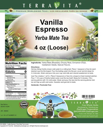 Vista 2 de Vanilla Espresso Yerba Mate Té (Suelto) (4 oz, ZIN: 566984)