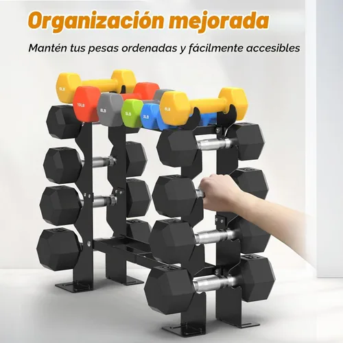 Vista 3 de DERACY Soporte para Mancuernas Solamente, Soporte de Mancuernas Negro de 5 Niveles para Gimnasio en Casa, Estante de Peso de Acero Resistente que