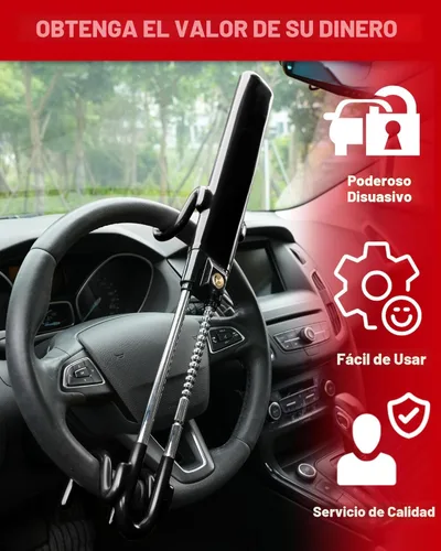 Vista 6 de Tevlaphee Bloqueo de Volante Antirrobo Dispositivo para Automóvil de Servicio Pesado Cerradura de Seguridad para Automóvil Dispositivos de Bloqueo