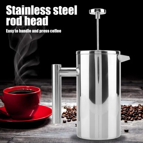 Vista 3 de ciciglow Cafetera de prensa francesa, acero inoxidable aislado 304 con filtro, prensa francesa de 27 onzas (27.1 fl oz) con doble pared para oficina