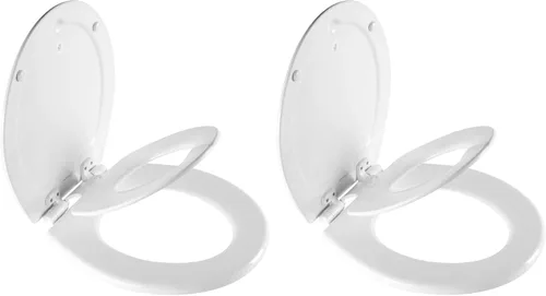 Vista 17 de Mayfair NextStep2 - Asiento de inodoro de cierre lento con asiento para orinal integrado para niños pequeños, desmontable, color blanco, redondo