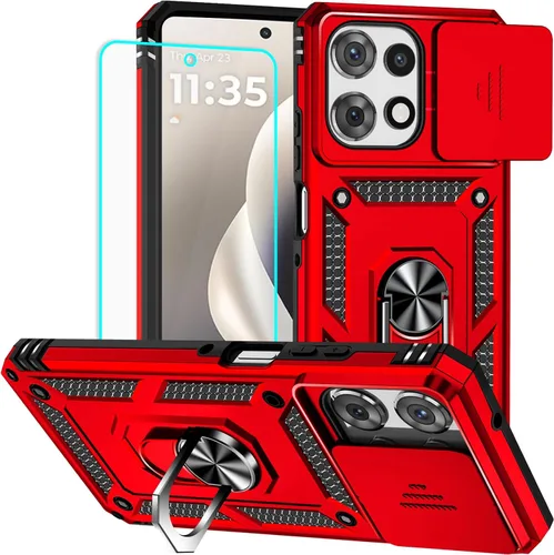 Vista 17 de HNHYGETE Funda para Moto G Power 5G 2024 con protector de pantalla: [grado militar de 20 pies a prueba de caídas] Funda protectora a prueba