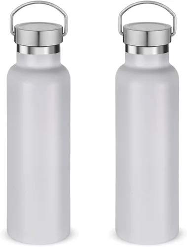 Vista 36 de Neihepal Botellas de agua de acero inoxidable negras, botella de viaje de doble pared con aislamiento al vacío de 20 onzas con tapa a prueba