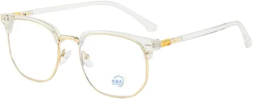 Vista 10 de Shiratori Nuevas gafas de moda vintage de medio marco semi sin montura con lentes transparentes