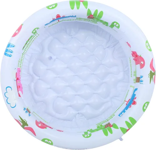 Vista 4 de Piscina infantil inflable redonda blanca de PVC para niños y niños pequeños, fácil de almacenar y transportar, ideal para patio trasero, baño, playa