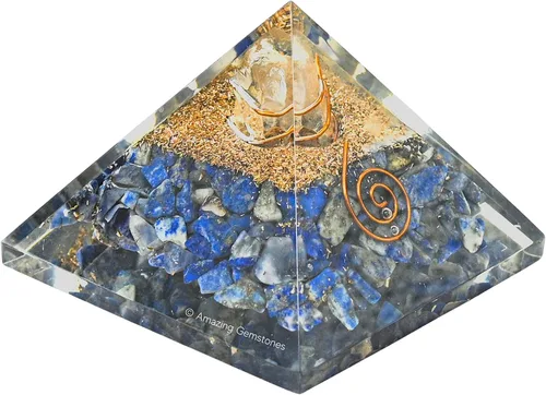 Vista 6 de Pirámide de orgón con cristal de angelita y punta de cuarzo de bobina curativa, piedras curativas naturales, generador de energía de orgonita