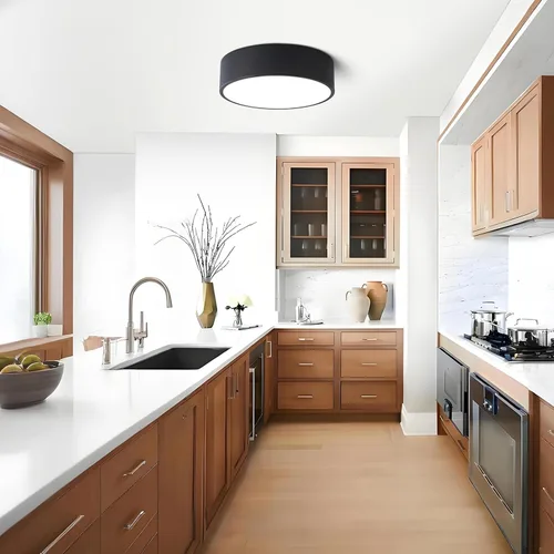 Vista 8 de Lámpara de techo de montaje empotrado regulable moderna, luces LED redondas de color negro mate, iluminación de 5CCT 2700K-6000K para cocina