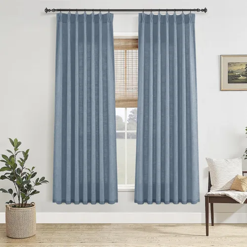 Vista 72 de Jowels Cortinas de lino plisadas naturales con memoria de 96 pulgadas