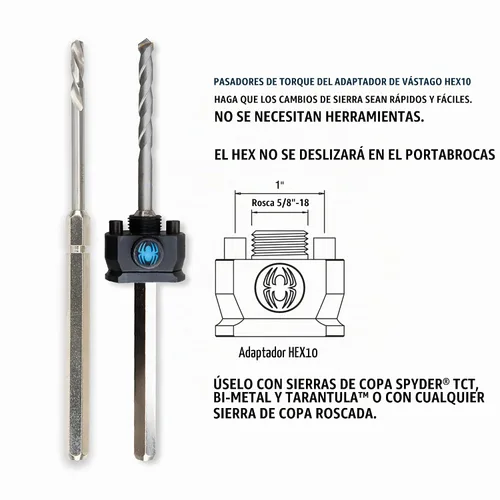Vista 3 de SM Products 600634P - Taladro de sierra hexagonal 10-18 UNF de núcleo rápido