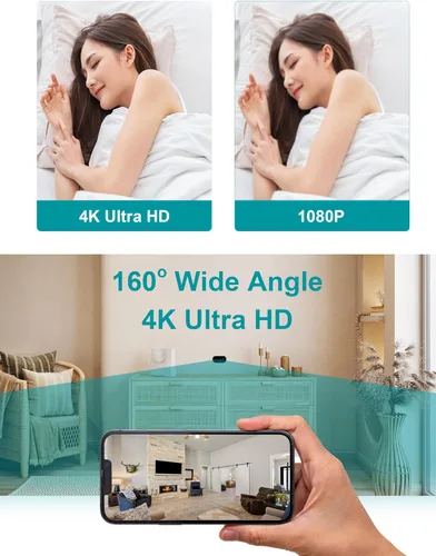 Vista 4 de TOQI 4K Cámaras inalámbricas Mini pequeña toma de pared de seguridad WiFi cámara interior para seguridad del hogar 【Actualizado】 (CAM) no soporta 5G