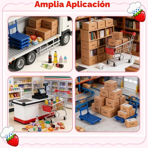 Vista 7 de Vawuz - Set de 175 piezas de cajas de mensajería en miniatura para centro comercial, cajas de envío, modelos de carritos de mano de mini