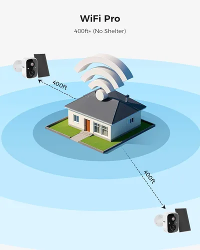 Vista 4 de Hiseeu Cámaras de seguridad inalámbricas para exteriores, WiFi Pro 5G/2.4G Cámaras para seguridad del hogar, energía solar, detección de movimiento