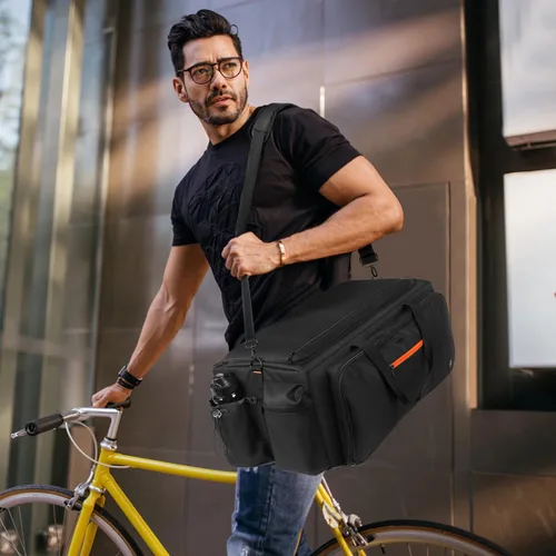Vista 2 de Bolsa de DJ grande incorporada resistente tablero de soporte, bolsa de cable de DJ con 9 divisores desmontables y correa acolchada para el hombro