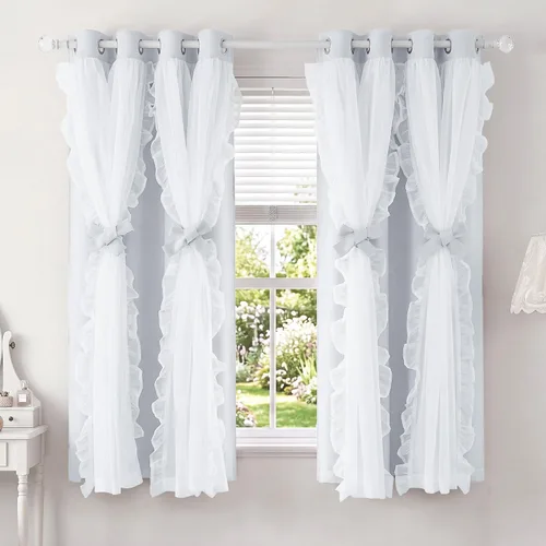 Vista 24 de PONY DANCE Cortinas 100% opacas color beige para dormitorio, 52 pulgadas de Beige - 100% Blackout