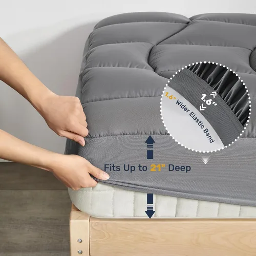 Vista 57 de Unikome Protector de colchón King impermeable ergonómico acolchado para 2-Gris