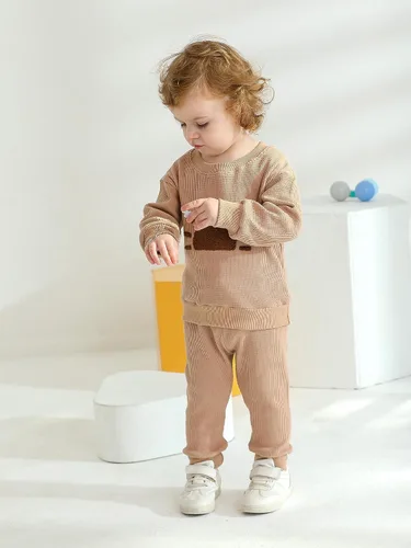 Vista 35 de Ropa de bebé niño niño manga larga con estampado de oso + pantalones deportivos