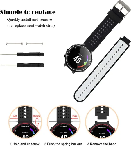 Vista 4 de honecumi Correa de repuesto para Garmin Forerunner 235, compatible con Garmin Forerunner 220/230/235/620/630/735XT, correas para reloj de golf