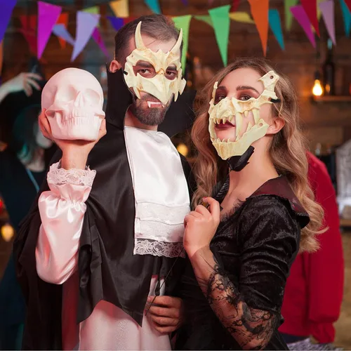 Vista 5 de 6 máscaras de Halloween para cosplay, esqueleto de animal