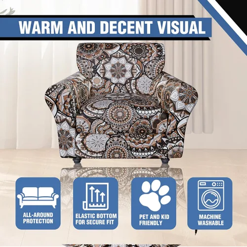 Vista 3 de Fundas elásticas para silla, fundas elásticas para sillón de 2 piezas, fundas de sofá lavables con diseño floral para sillón, protector de muebles