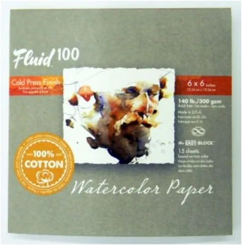 Vista 18 de Bloque de Papel Acuarela Fluid 100, 4 x 6 pulgadas, 15 Hojas, 140 libras (300 GSM) 100% Algodón, Ficha de Prensa Fría para Pintura Artística