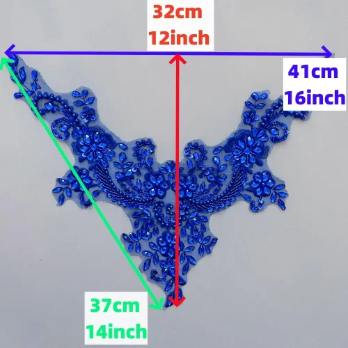 Vista 5 de Parches de encaje con flores y cuentas de perlas, apliques de strass para coser en ropa, cuello (AB)