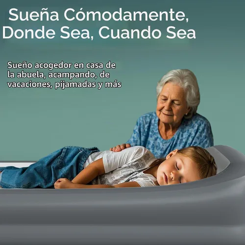 Vista 6 de GloTika Cama de viaje para niños pequeños, colchón de aire inflable Gris-blanco