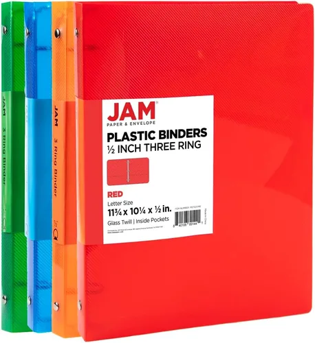 Vista 33 de JAM Paper - Carpeta de plástico de 1 pulgada, carpeta naranja de 3 anillas, se vende individualmente