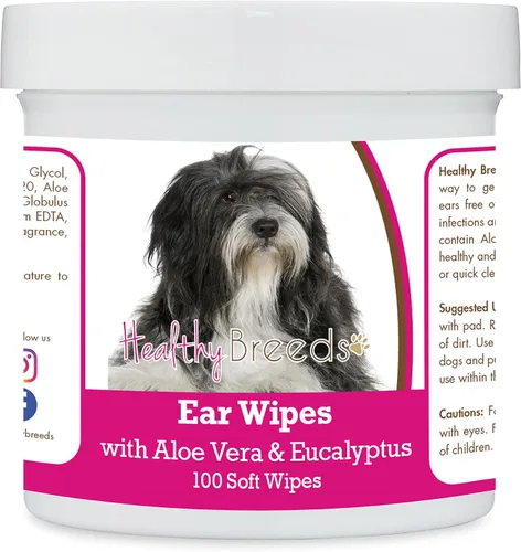 Vista 150 de Healthy Breeds Affenpinscher Toallitas de limpieza de oídos con aloe y eucalipto para perros, 100