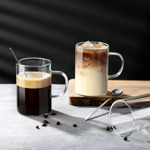 Vista 5 de ecooe - Juego de 4 tazas de café de vidrio borosilicato de 16 onzas con Transparente