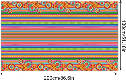 Vista 2 de Lide Road Mantel de plástico para fiesta de México, 2 piezas, fundas de plástico para mesa de fiesta de México, mantel desechable para decoración