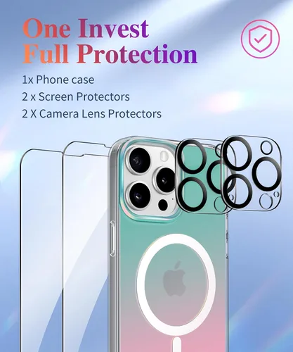 Vista 8 de CAPRARO Funda magnética compatible con iPhone 15 Pro Max, protección completa de la cámara [compatible con magnético] [no amarillento] galvanizado a