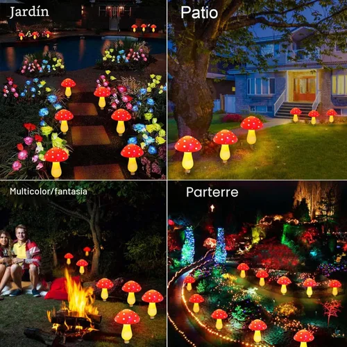 Vista 6 de Luces solares de hongos impermeables mejoradas, decoración al aire libre, 8 modos para jardín, camino, paisaje, patio, pascua, camino, Halloween