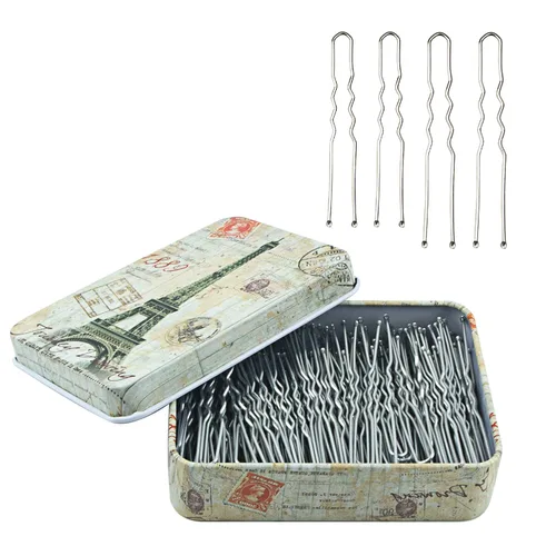 Vista 8 de 200 horquillas en forma de U negras con bonita funda, horquillas para moños, horquillas de primera calidad para niños, niñas y mujeres, ideales