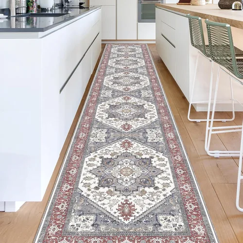 Vista 370 de OPPODREAM Alfombras suaves, pequeñas y lavables con parte trasera antideslizante, alfombra de cachemira sintética de pelo bajo, 2 x 3 pies, azul