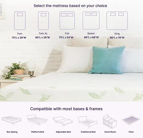 Vista 9 de NapQueen Individual, colchón de espuma viscoelástica de 6 pulgadas con té verde Anula, cama en caja, certificado CertiPUR-US