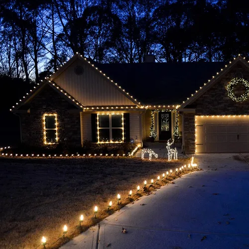 Vista 7 de Dazzle Bright Luces de Navidad C9 para exteriores, 50 LED 33 pies Cable Verde Impermeable Luces de Cadena, luces de hadas para interiores