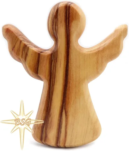 Vista 6 de Dacaret Factory Ángel de la guarda de madera de olivo, cabe en la mano y el bolsillo Reduce el estrés y la ansiedad Ángel de palma Figuras
