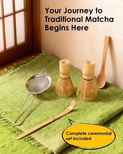 Vista 7 de Juego de batidor de bambú Matcha con 2 paquetes de batidor de bambú natural 100% Matcha, colador, cuchara para té y cuchara de té, Chasen