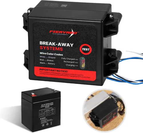 Vista 9 de FIERYRED Kit de freno de remolque de prueba LED con batería e interruptor, sistema de controlador de carga lateral, cargador integrado de 12 V 5