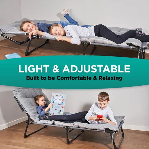 Vista 9 de ZONETECH Colchón plegable para cuna y almohadilla de 4 posiciones ajustable, portátil, calidad premium para adultos y niños, perfecto para camping