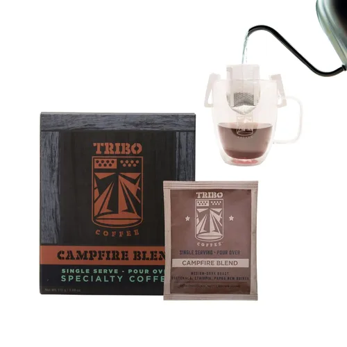 Vista 14 de TRIBO Café de una sola porción portátil para verter y goteo - Mezcla para Expedición - 10 porciones (Tostado Medio)