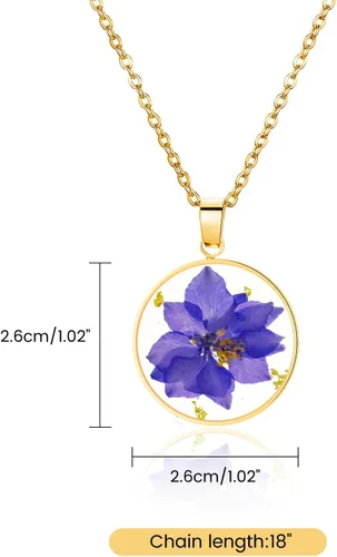 Vista 99 de Pressed Flower Necklace Gift for Women Personalized Handmade Necklaces Birth Flower Necklace