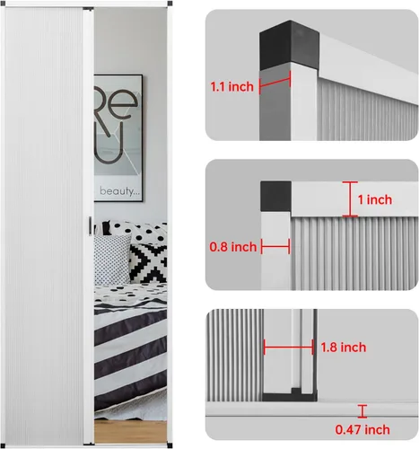Vista 3 de MaKefeile Puerta celular plegable de acordeón sin perforaciones para puertas celulares, puertas correderas para dormitorios, pasillos, divisores